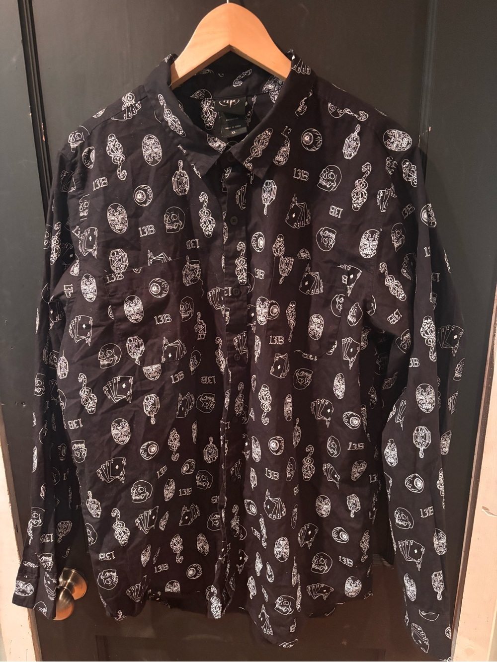 Harry Potter Slytherin Rayon Button Up Shirt Black Print XL Official WB